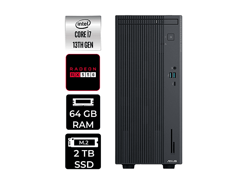 ASUS EC P500MV RX550 4GB P500I7136216512B0DP375 PER4 Bellek Intel Core i7-13620H 64 GB RAM 2 TB SSD FreeDOS Masaüstü Bilgisayar