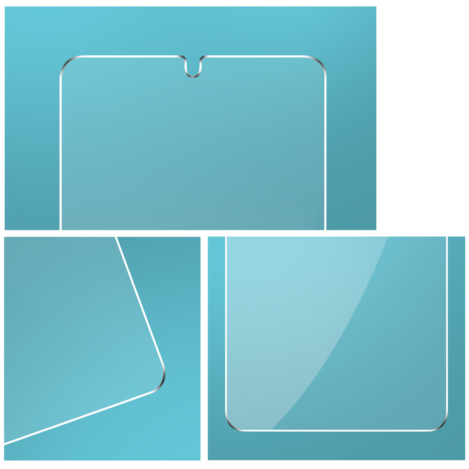 Abstracte blauwe achtergrond met afgeronde randen en witte lijnen.