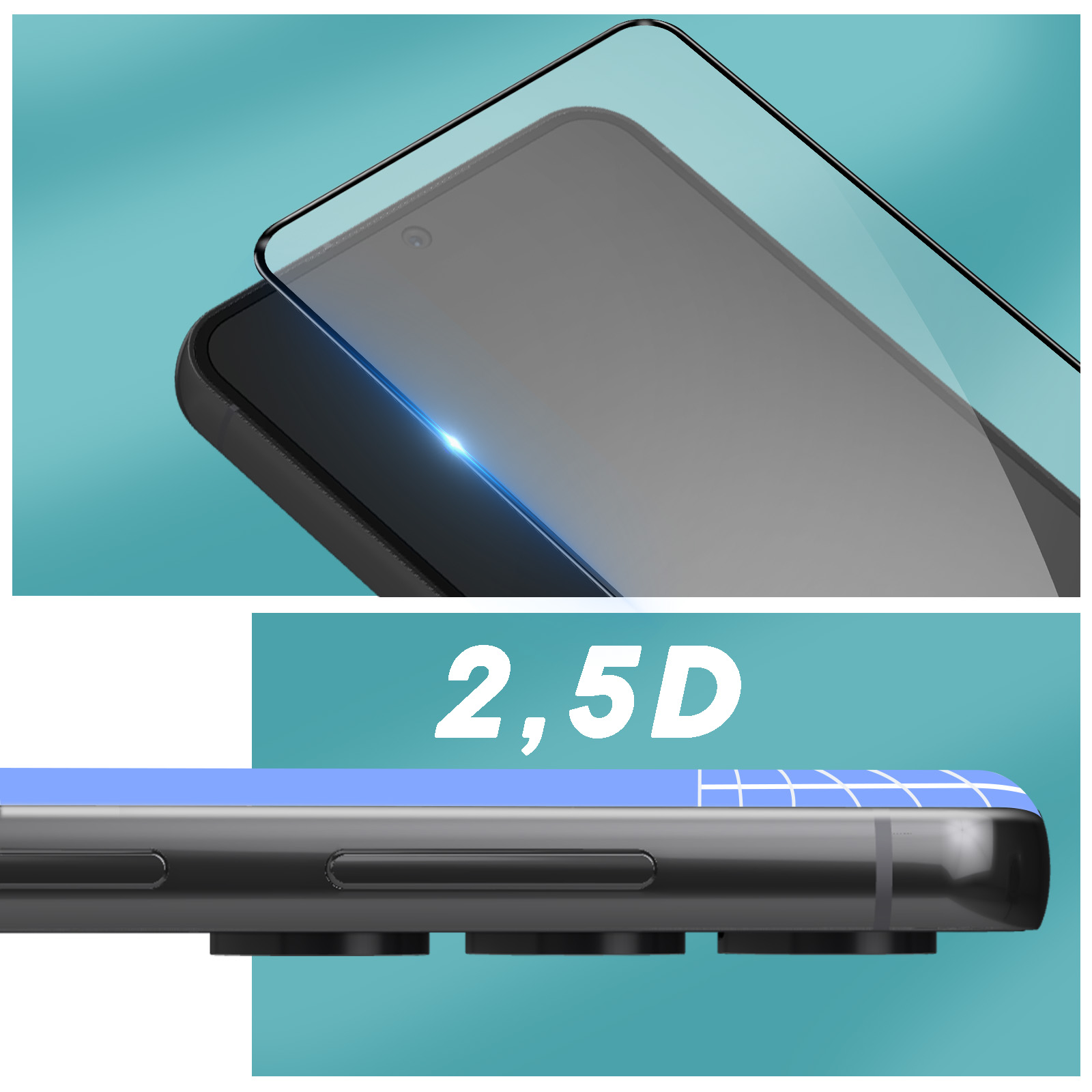 Un protecteur d'écran 2.5D est appliqué sur un smartphone.
