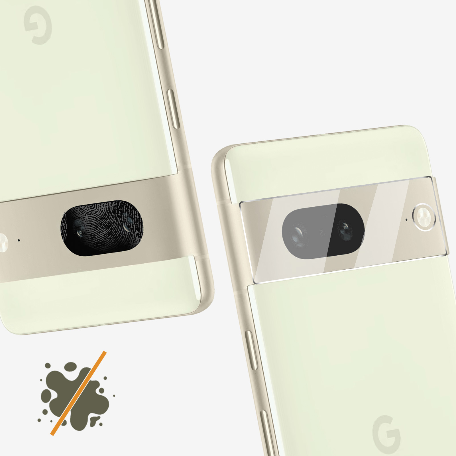 Deux téléphones Google Pixel clairs montrant des barres photo et des capteurs.