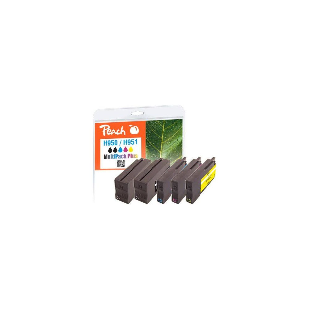 Cartucce d'inchiostro Peach H950/H951 Multipack Plus, quattro pezzi, nero, giallo, magenta, ciano.