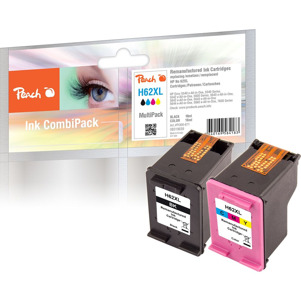 Multipack cartucce d'inchiostro Peach H62XL: Nero e Colore. Per stampanti HP.