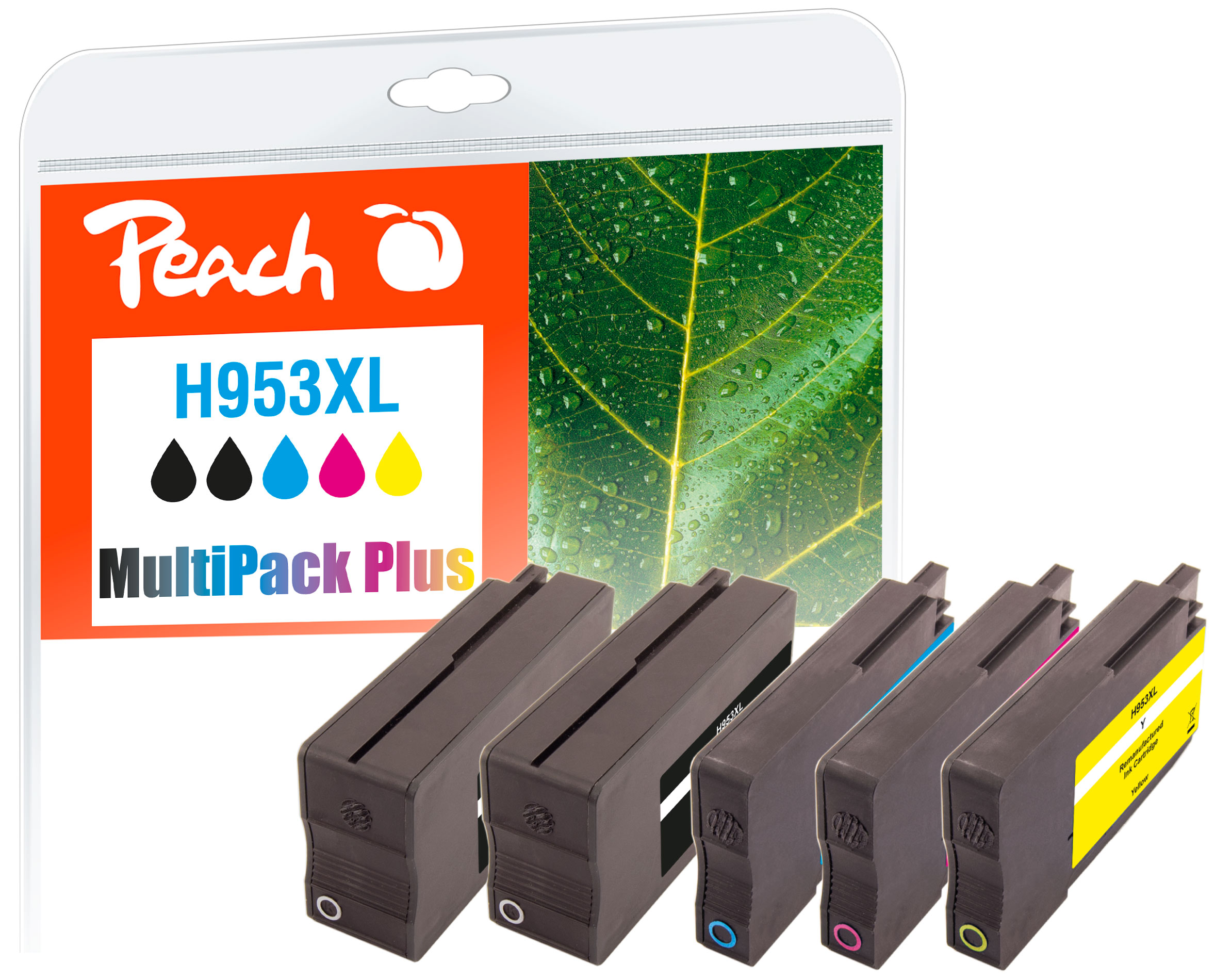 Cartucce d'inchiostro Peach H953XL Multipack Plus: nero, ciano, magenta, giallo.