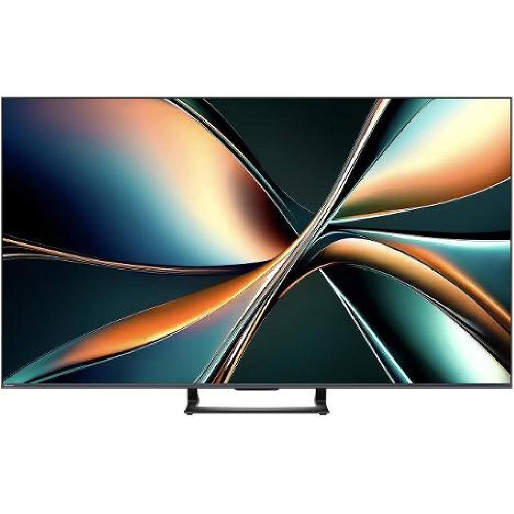 Un televisore moderno con uno sfondo astratto e colorato sullo schermo.