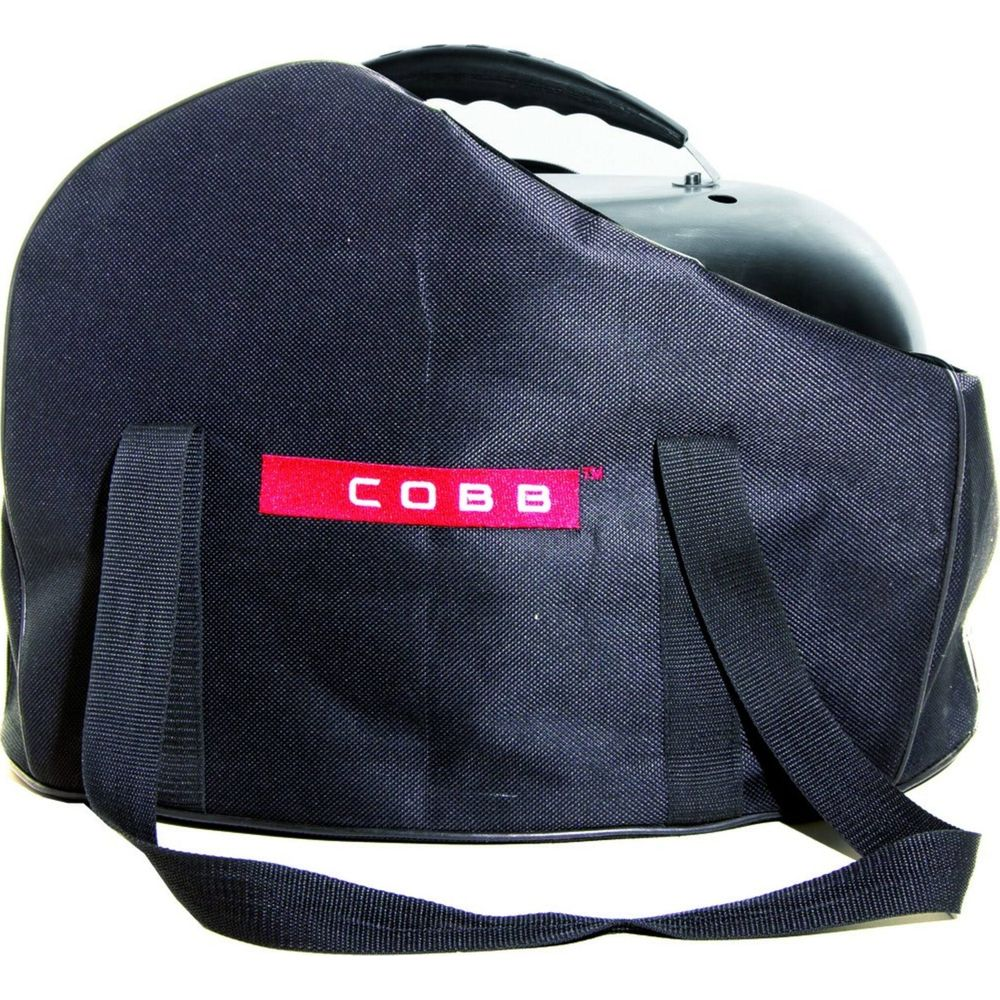 Borsa nera con logo rosso COBB e cinghie.