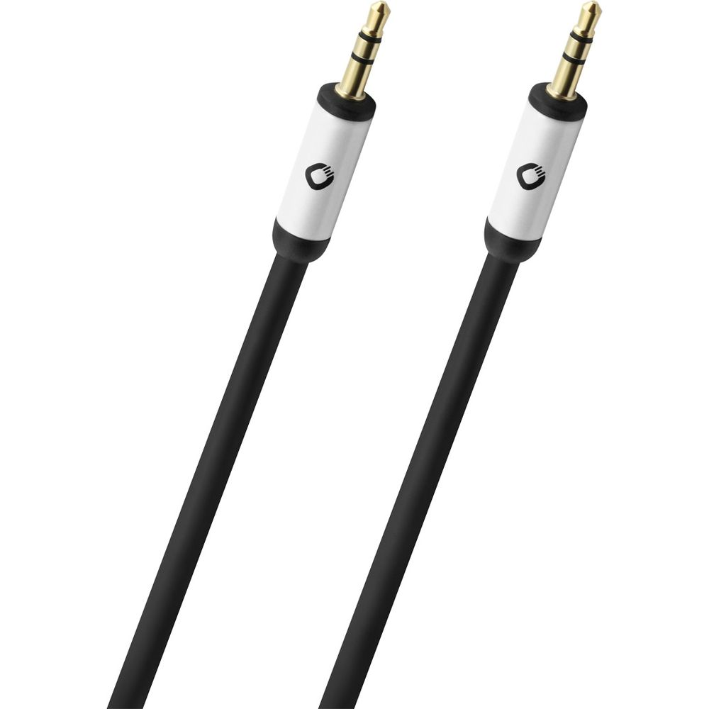 Deux câbles audio noirs et blancs avec connecteurs dorés
