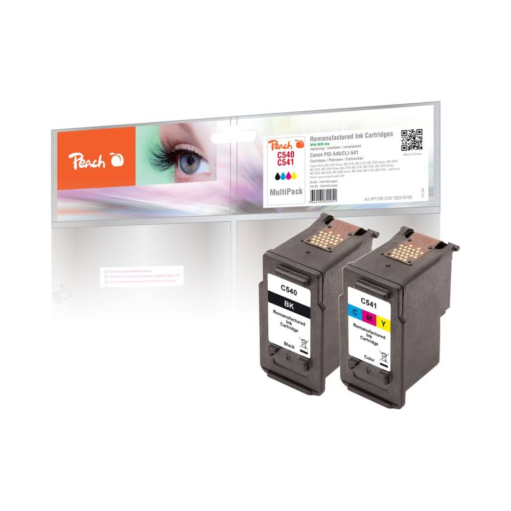 Due cartucce d'inchiostro Peach, C540 (nero) e C541 (colore), per stampanti.