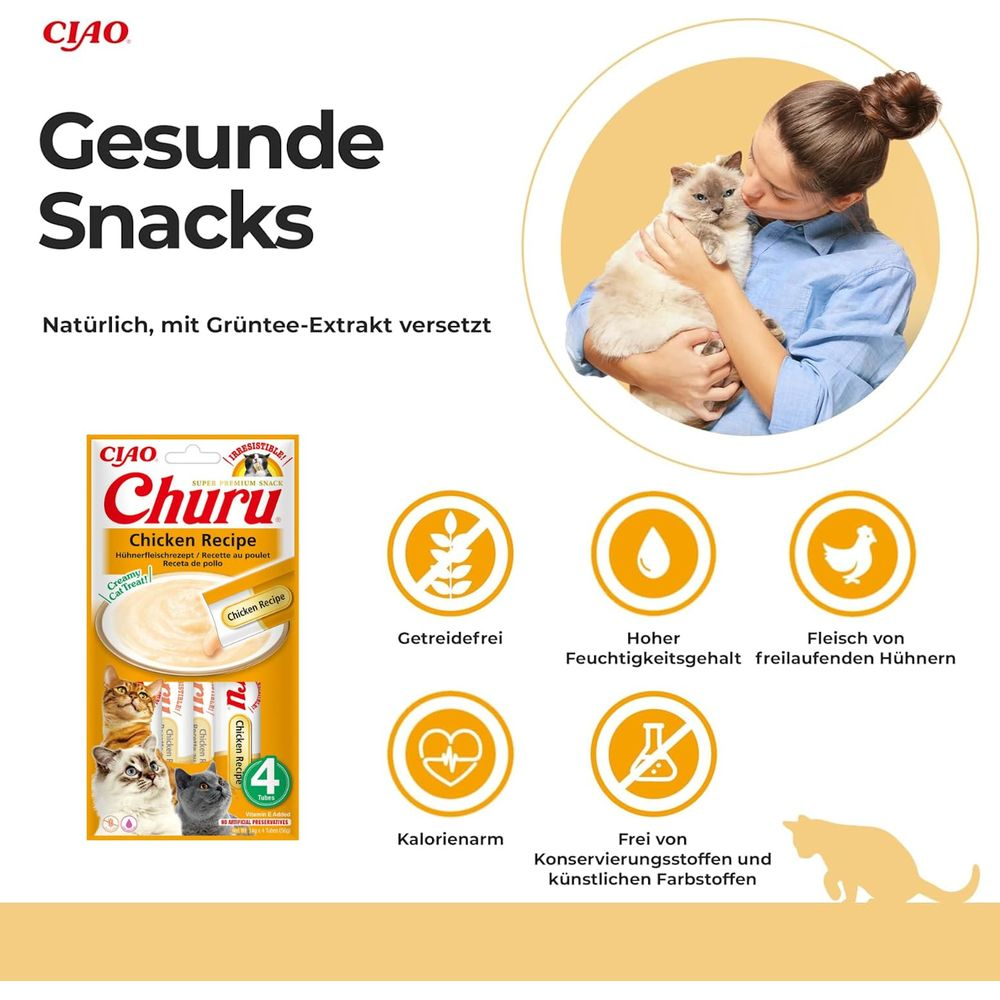 Snacks Saludables CIAO: Receta de Pollo Churu, sin gluten, bajo en calorías, con té verde.