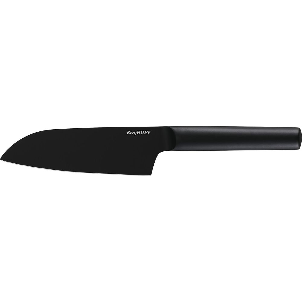 A black chef's knife with a BergHOFF logo on the blade.