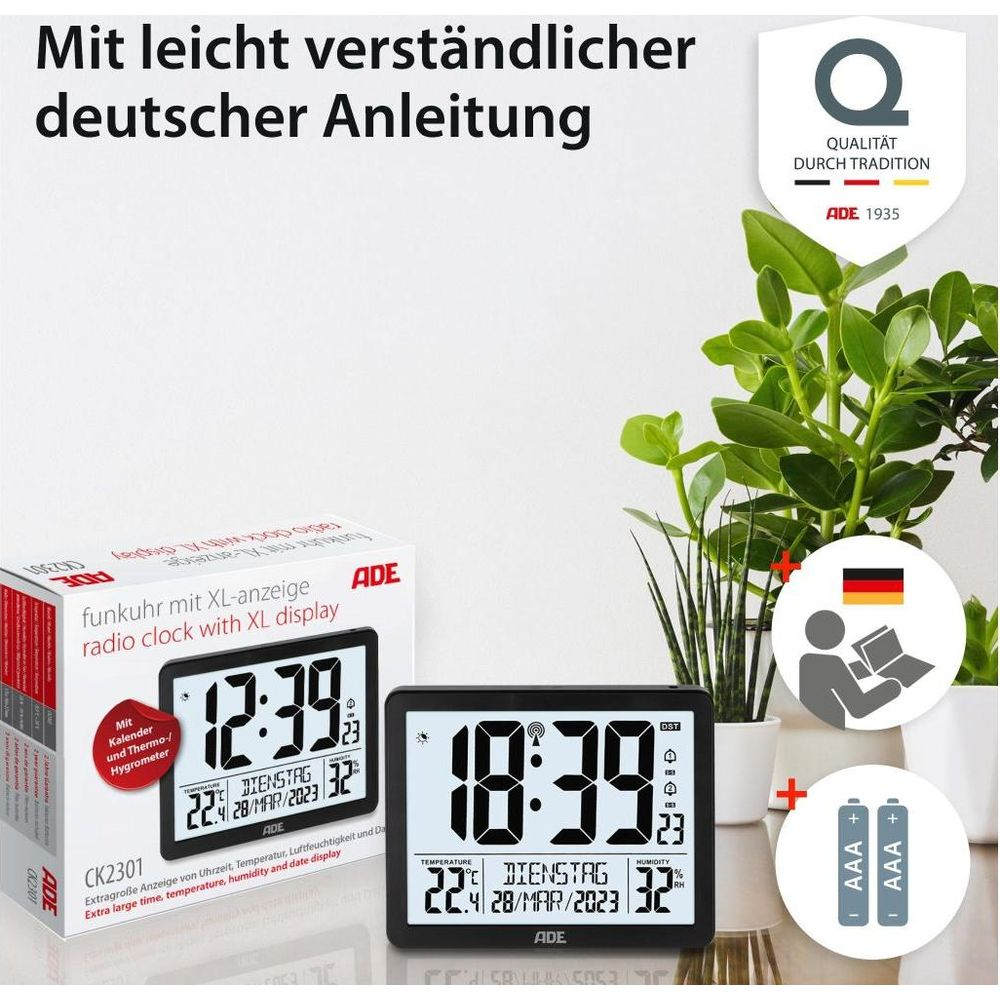 Orologio digitale con display XL, calendario, termoi/igrometro e batterie