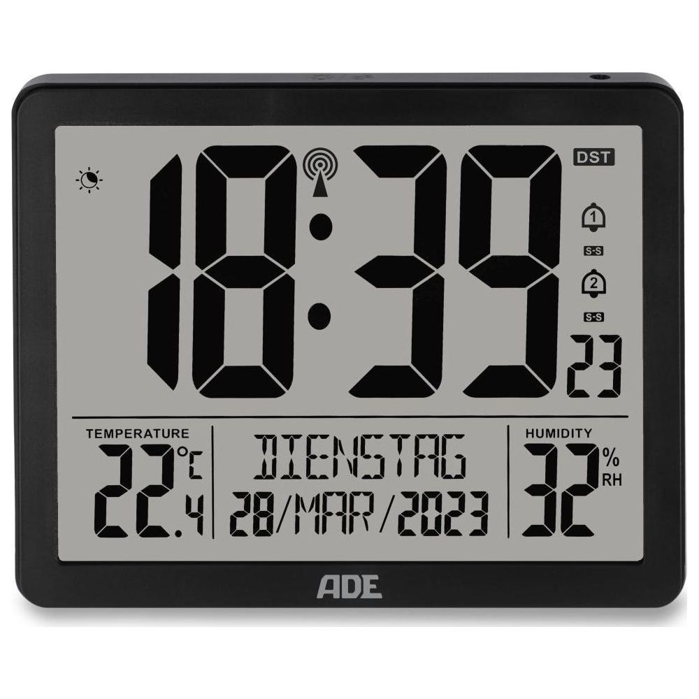 Orologio digitale mostra 18:39, 22.4°C, martedì 28/03/2023, 32% umidità.