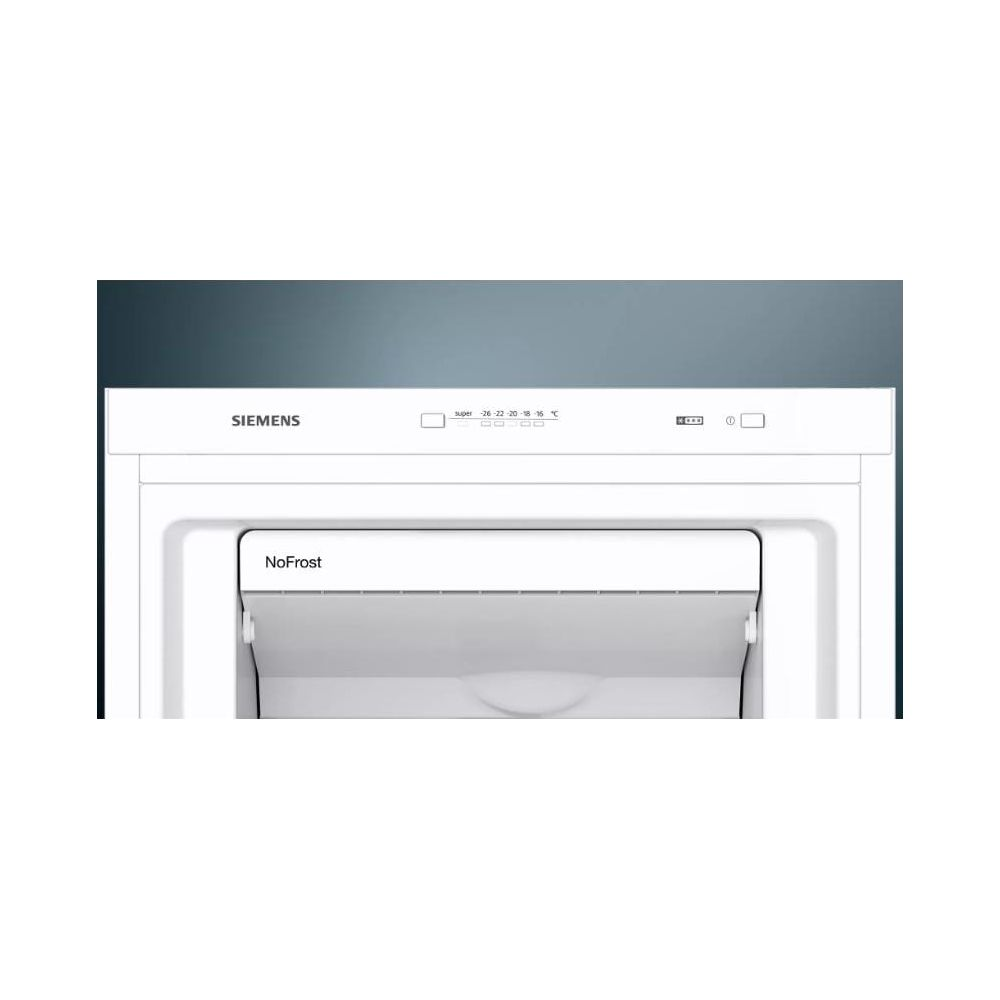 Siemens Kühlschranktür mit NoFrost-Anzeige und Temperatureinstellungen.