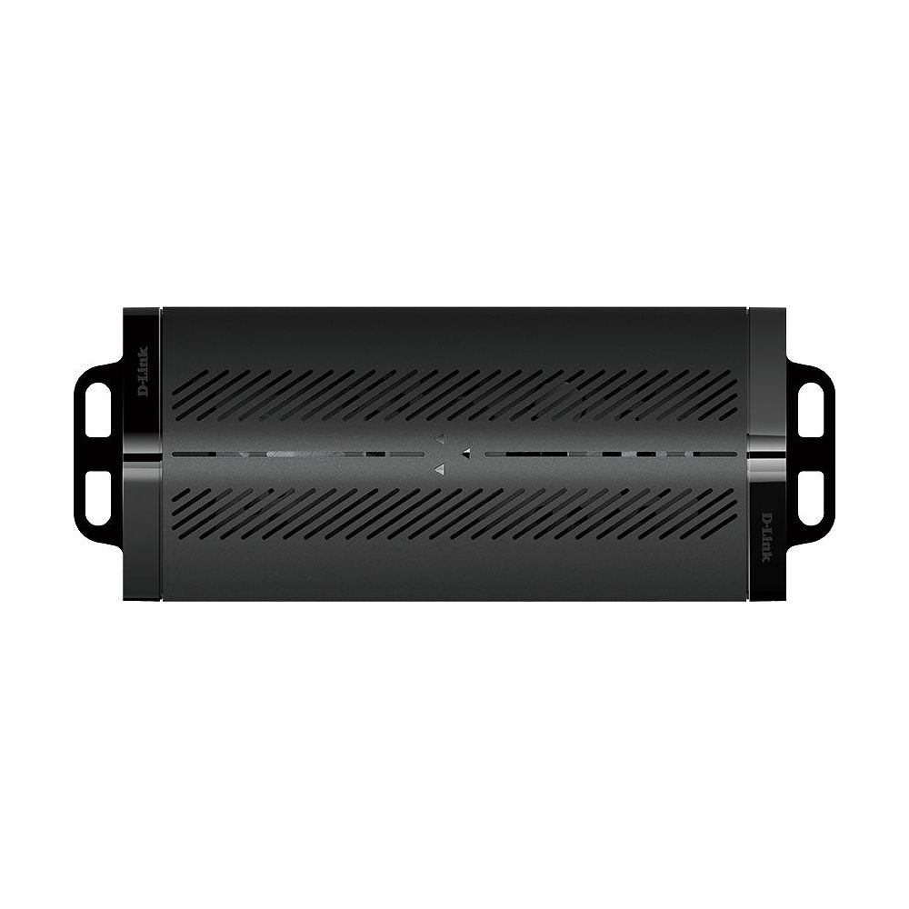 Appareil D-Link noir avec fentes de ventilation et supports latéraux.