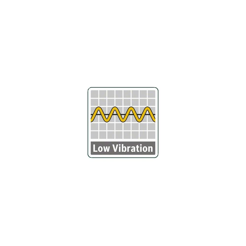 Simbolo con forma d'onda e testo "Low Vibration"