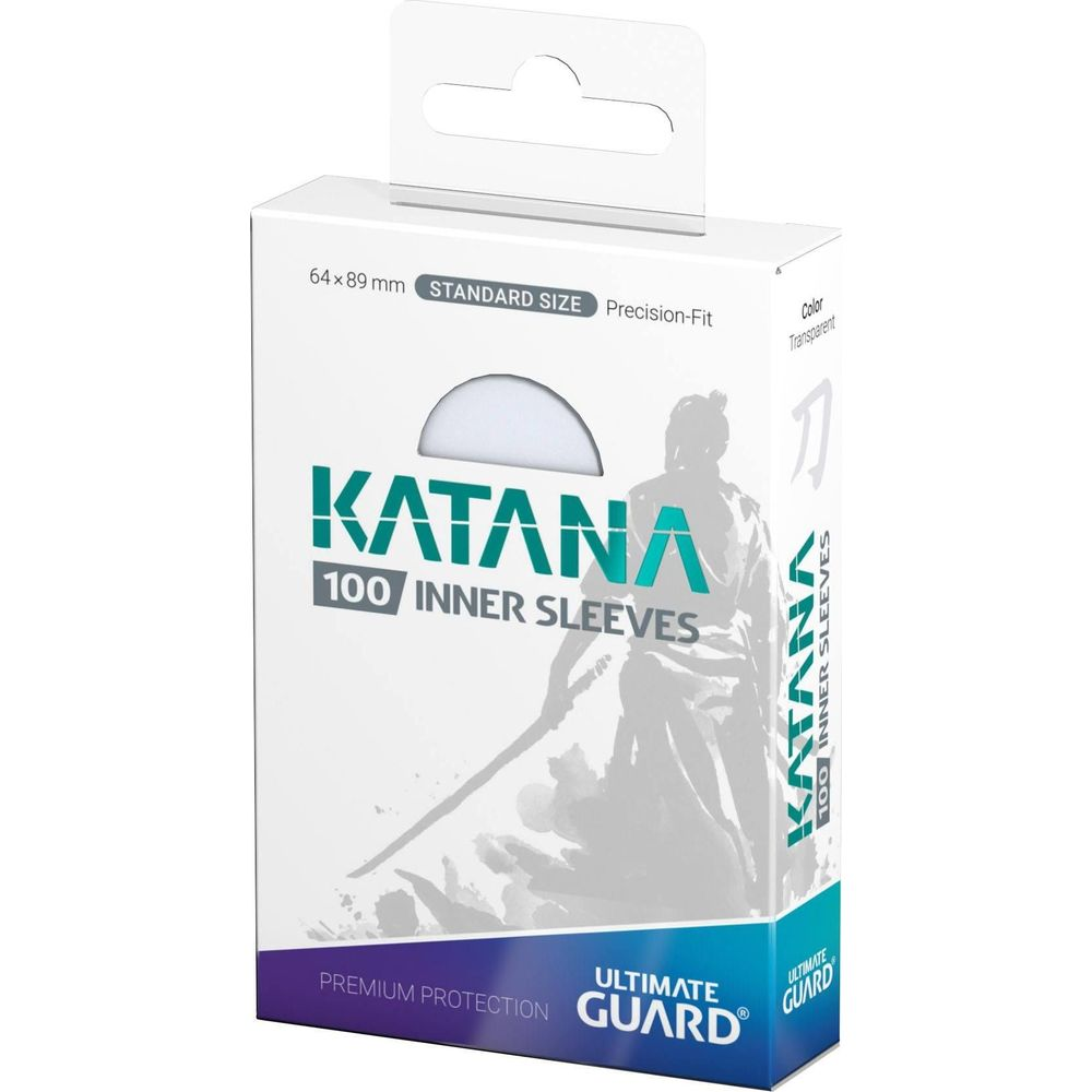 Boîte de 100 pochettes intérieures Katana, 64x89mm, taille standard, transparentes.