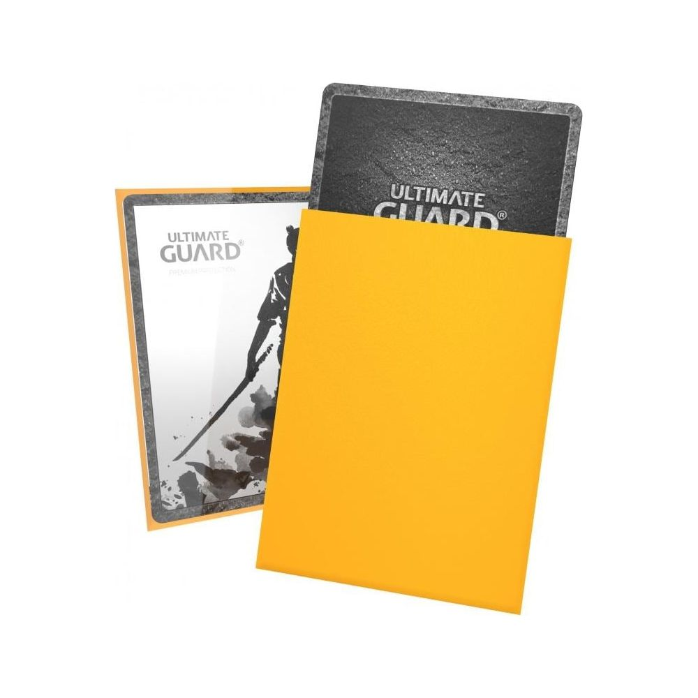 Pochette jaune avec carte noire et carte blanche silhouette de guerrier.