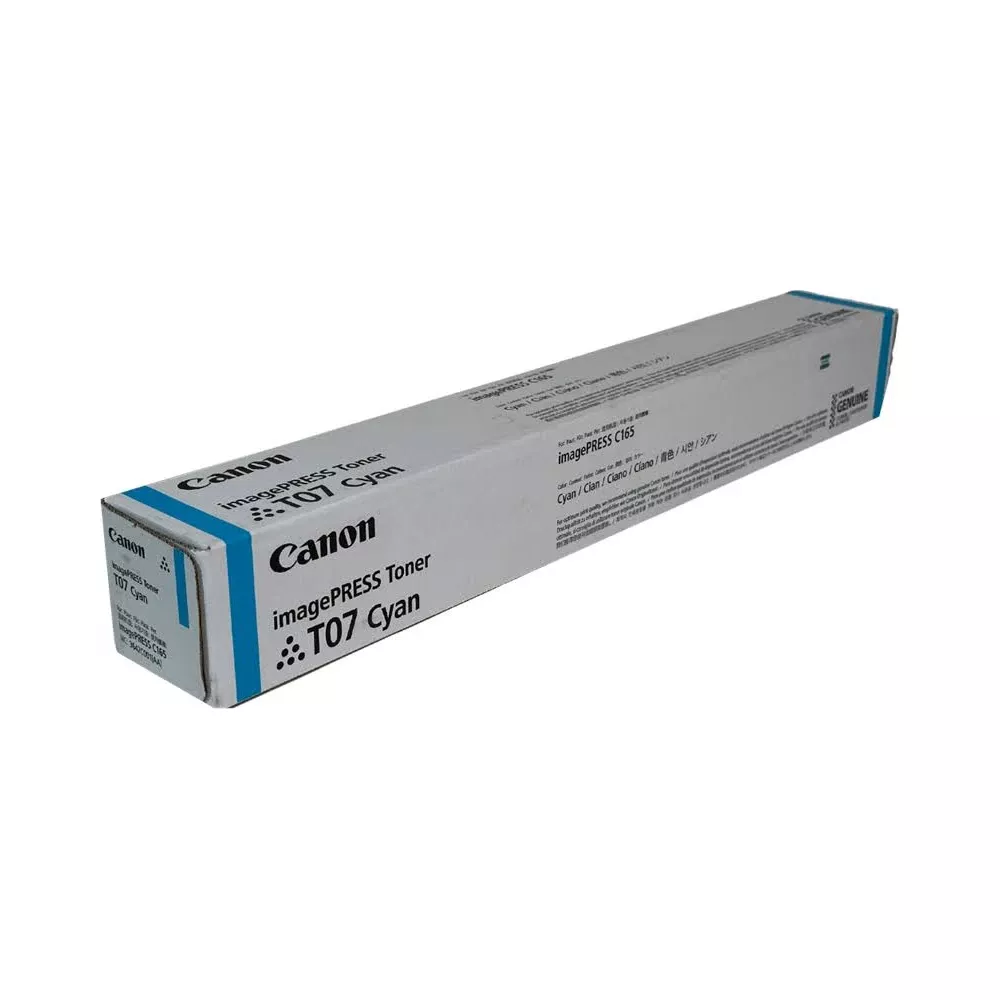 Toner Canon imagePRESS C165 T07 Cyan w oryginalnym opakowaniu.
