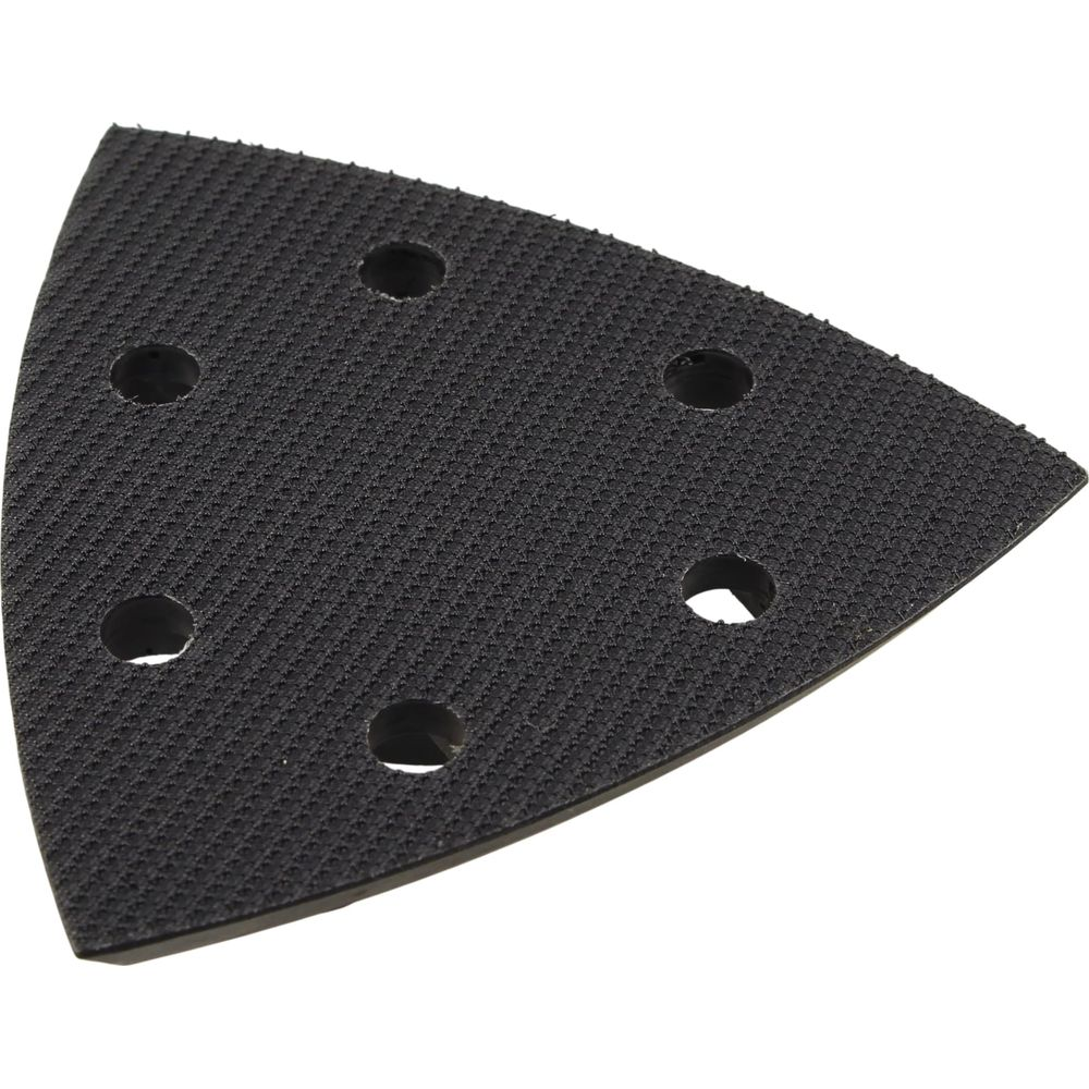 Schwarzes Schleifpad in Dreiecksform mit fünf Löchern.