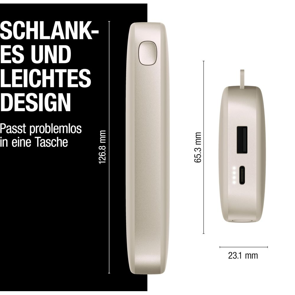 Design sottile e leggero. Dimensioni: 126,8 x 65,3 x 23,1 mm.