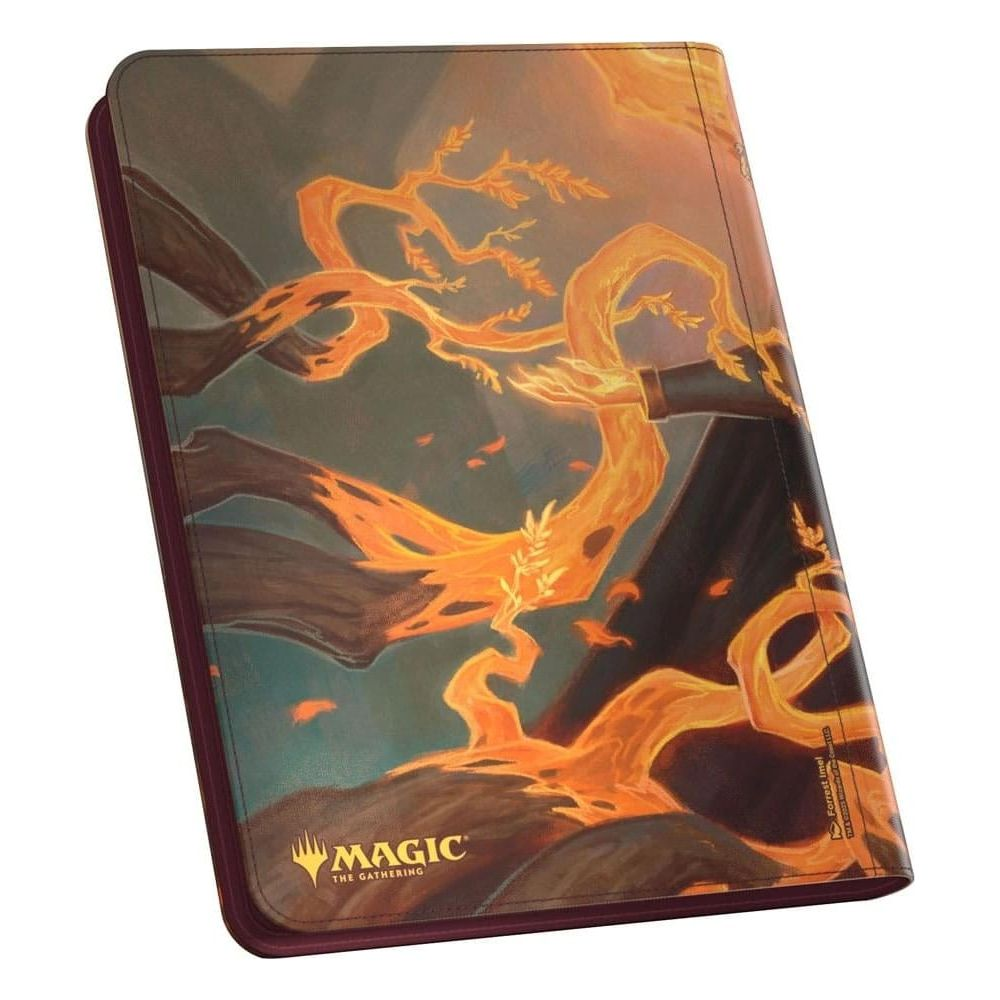 Une boîte de deck Magic The Gathering représentant un arbre en feu et une cape noire.