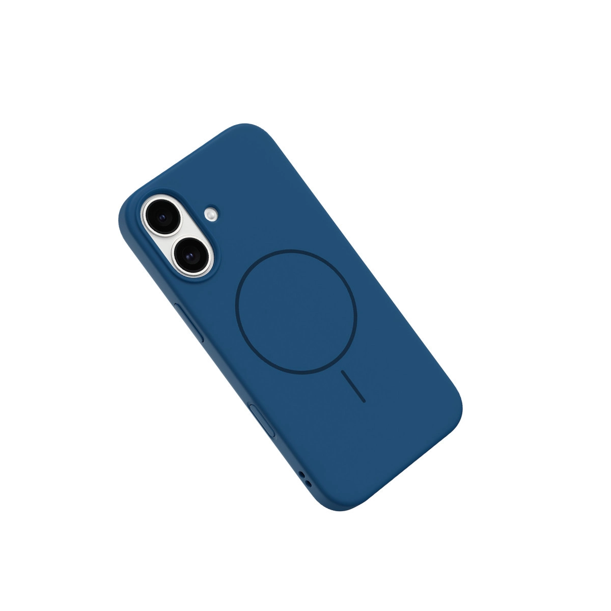 Kamera adası ve manyetik halkalı lacivert telefon kılıfı.