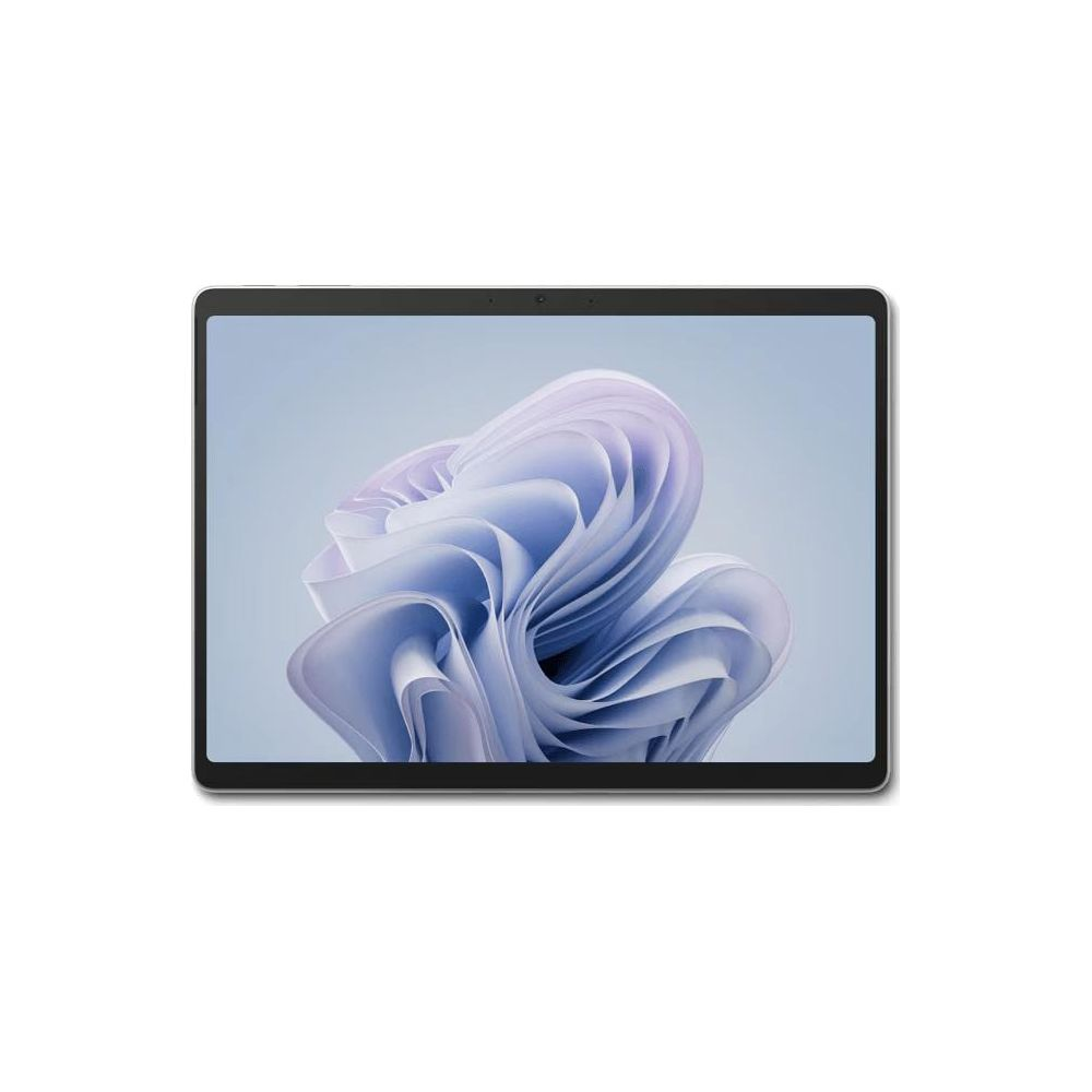 Nowoczesny tablet z purpurowo-niebieską abstrakcyjną tapetą.