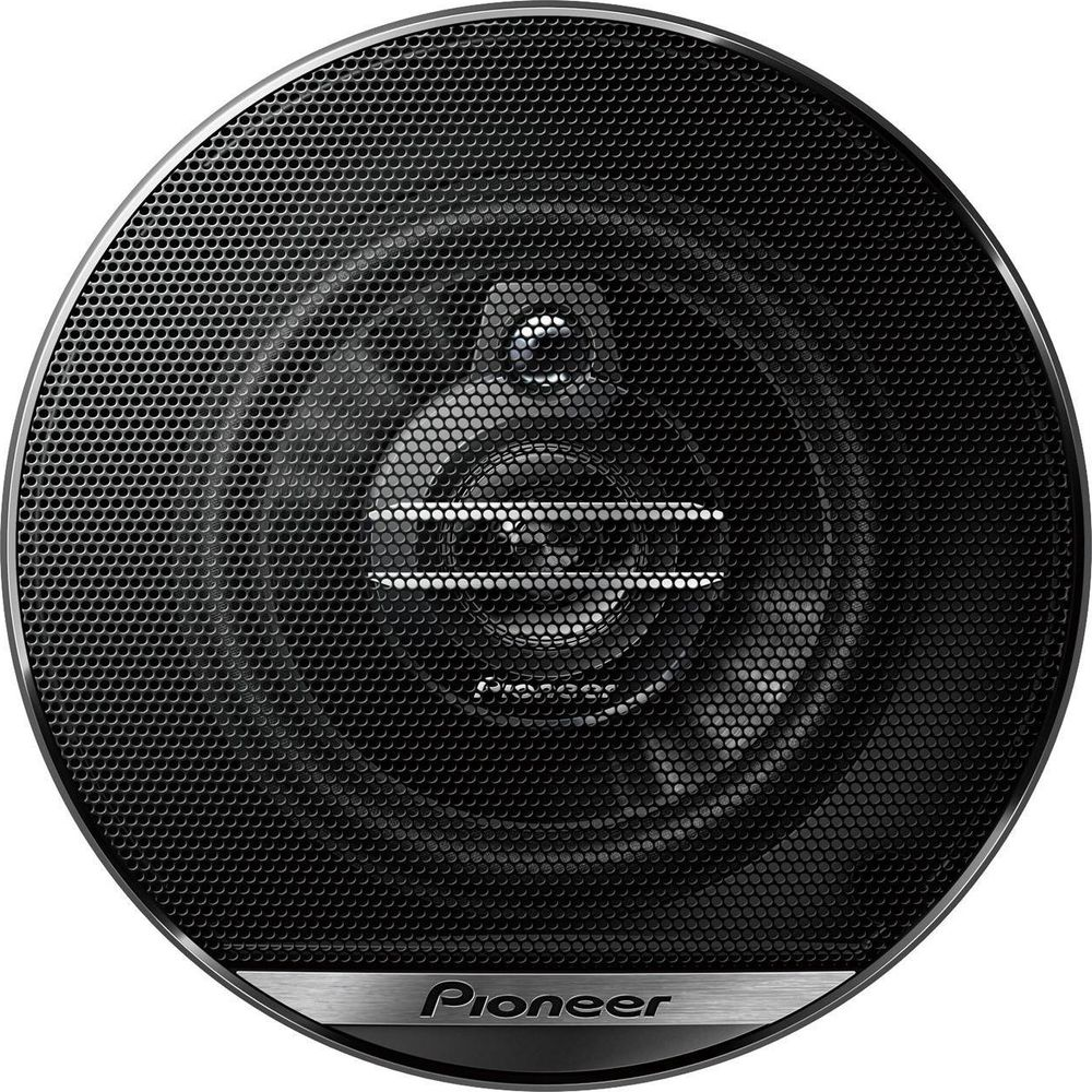 Altoparlante rotondo nero con finiture argentate e logo Pioneer.