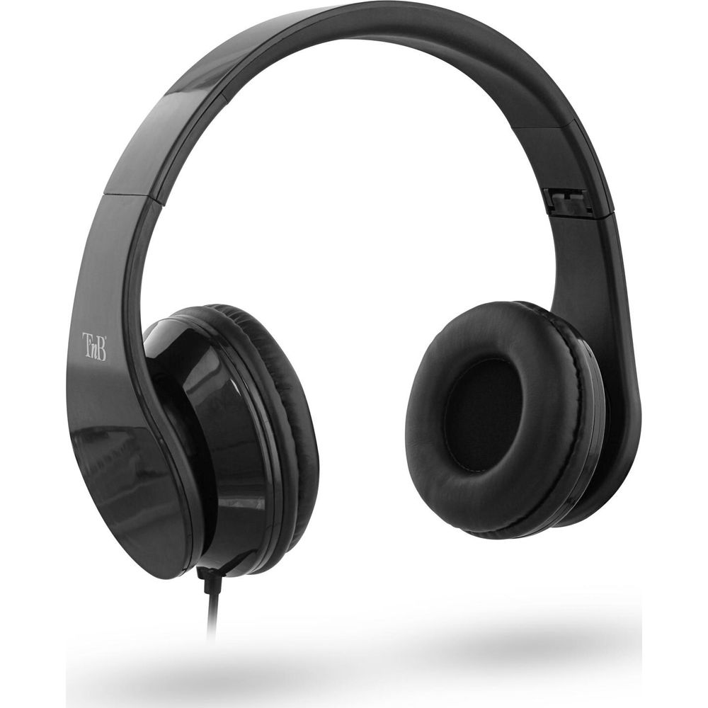 Casque noir avec écouteurs rembourrés et arceau réglable.