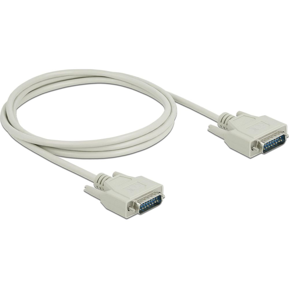 Un cavo bianco con due connettori D-sub a 25 pin, uno a sinistra e uno a destra.