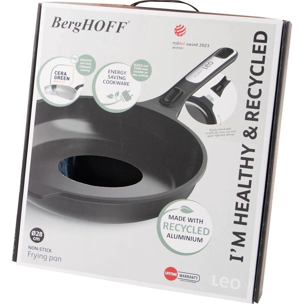 BergHOFF koekenpan met keramische antiaanbaklaag, energiebesparend, gerecycled aluminium.