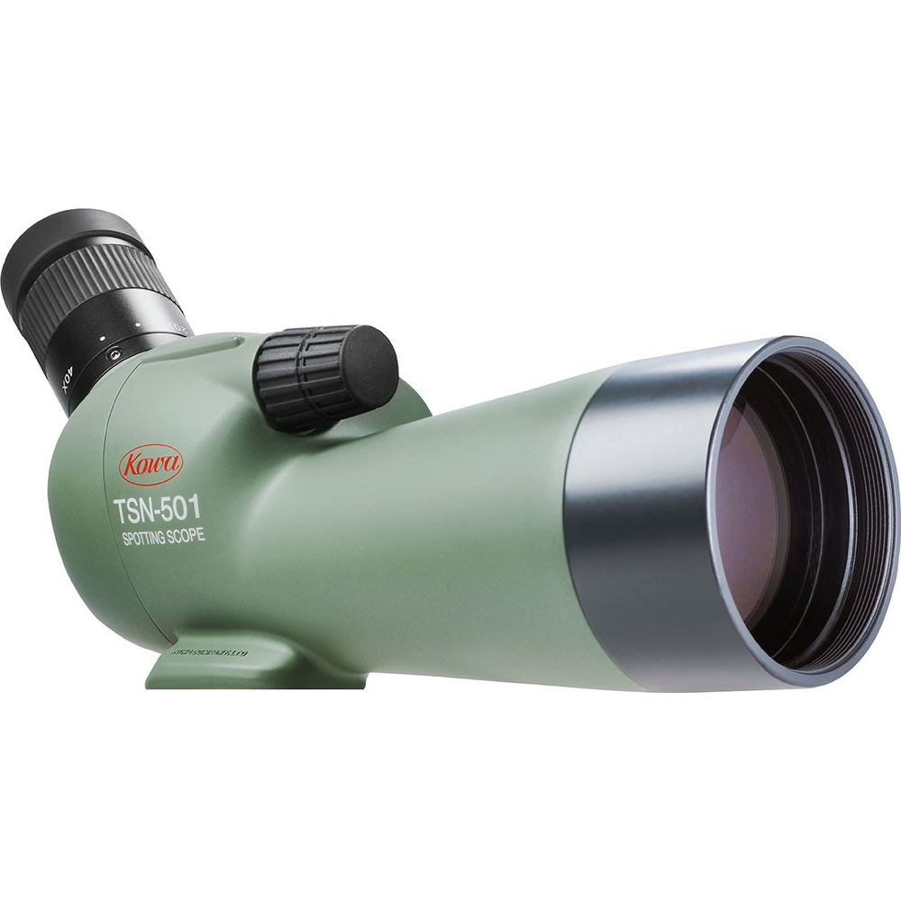 Cannocchiale Kowa TSN-501 verde con manopola di messa a fuoco.