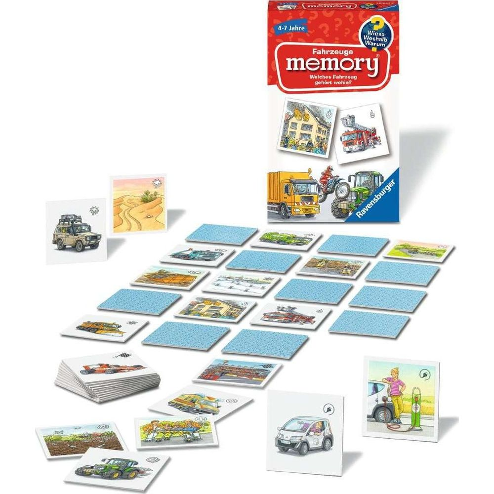 Gioco Memory Ravensburger con veicoli per bambini da 4-7 anni.