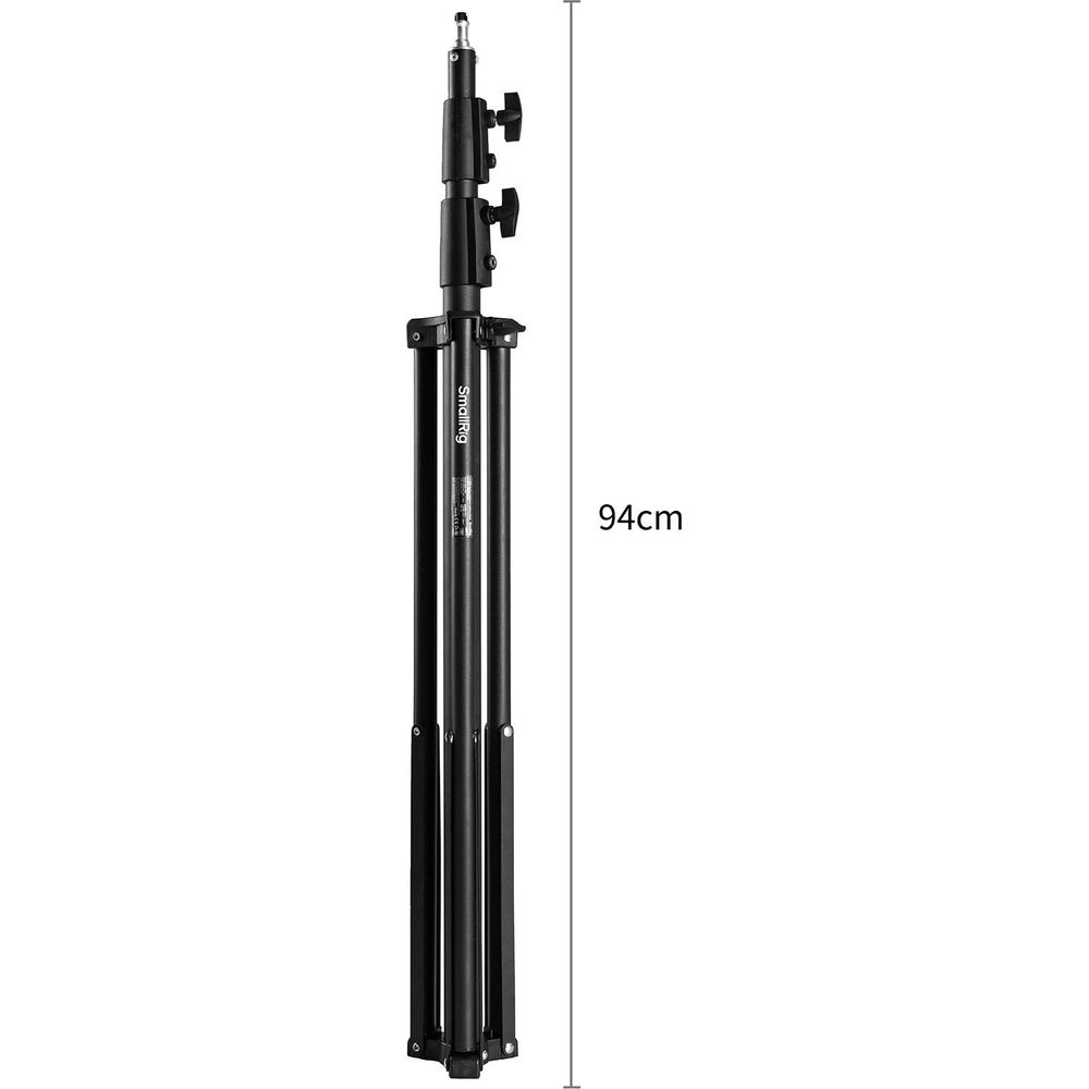 Een zwarte statief wordt getoond, met een afmeting van 94cm aangegeven.