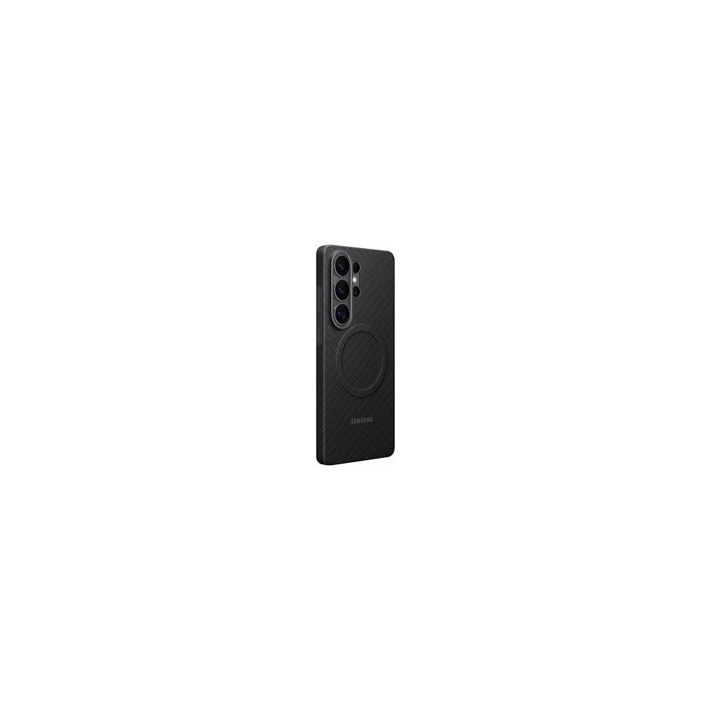 Black phone with three cameras and a circular pattern on the back.