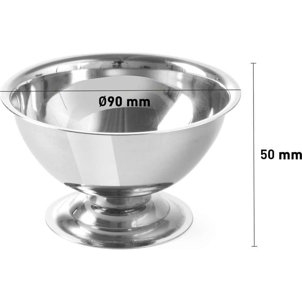 Ciotola in acciaio inox di 90 mm di diametro e 50 mm di altezza.