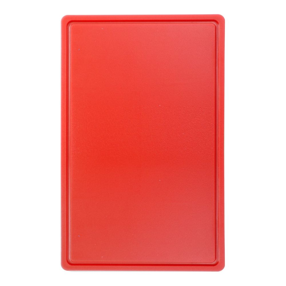 Un oggetto rettangolare rosso con un bordo rialzato su sfondo bianco.