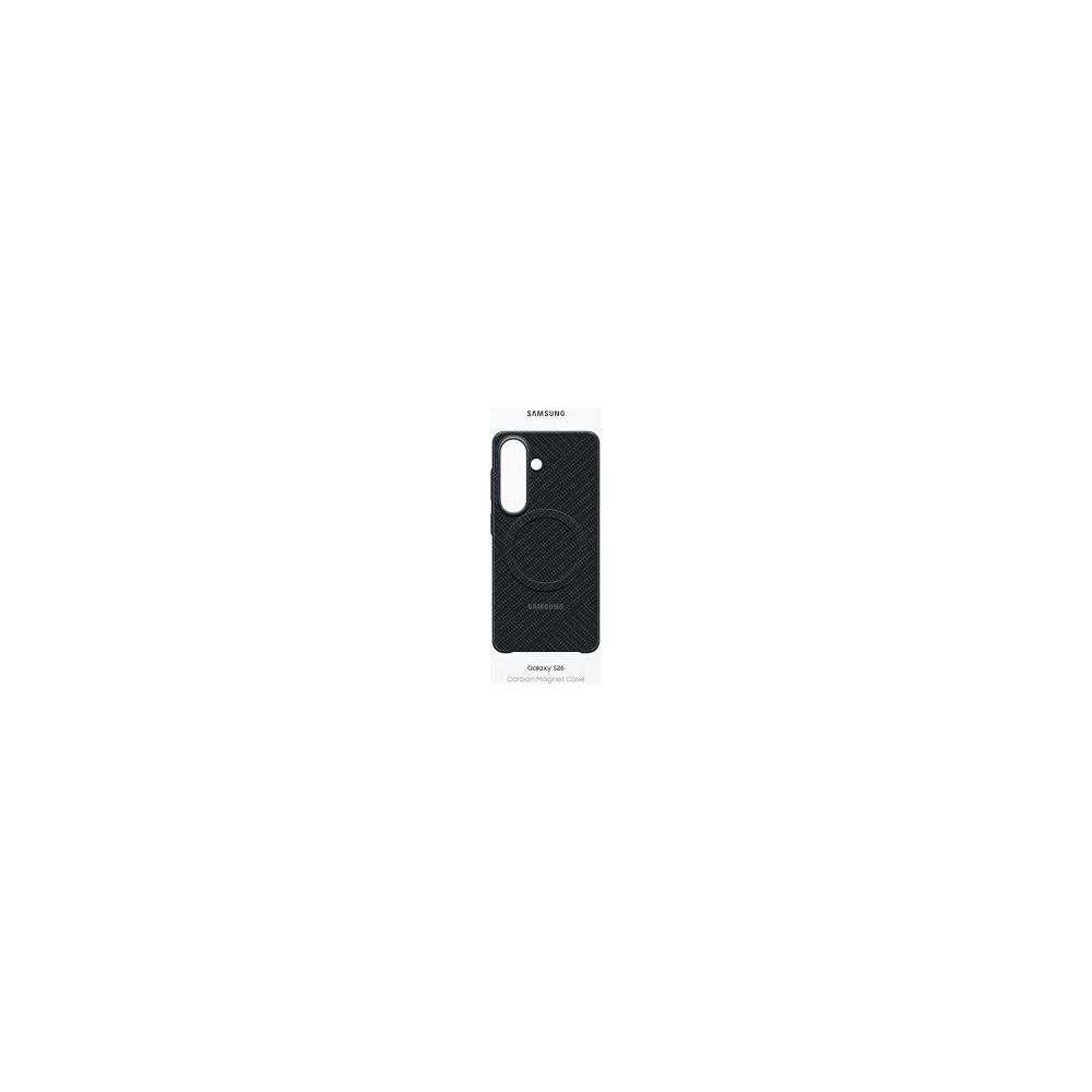 Black Samsung Galaxy S23 Carbon Magnet Case with circular pattern.
