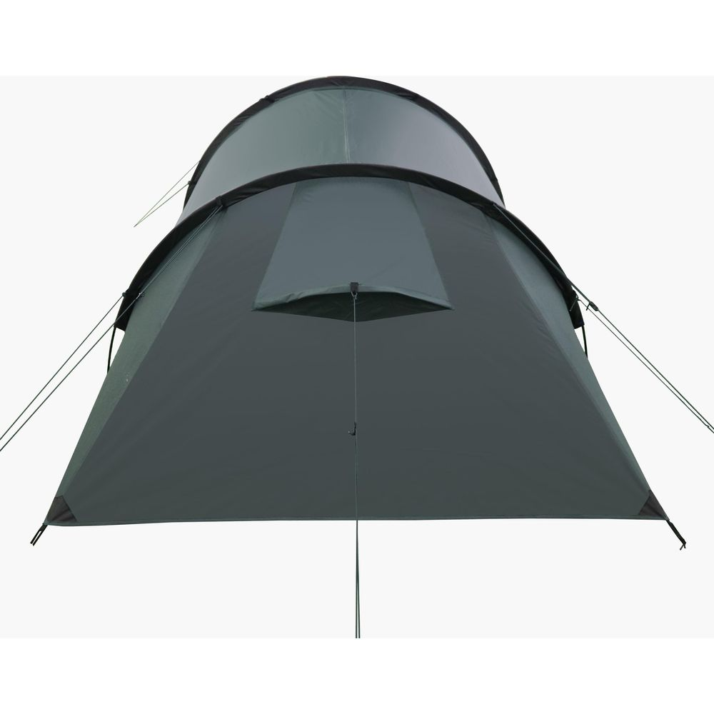 Una tenda grigio scuro a due livelli con inserto finestra.