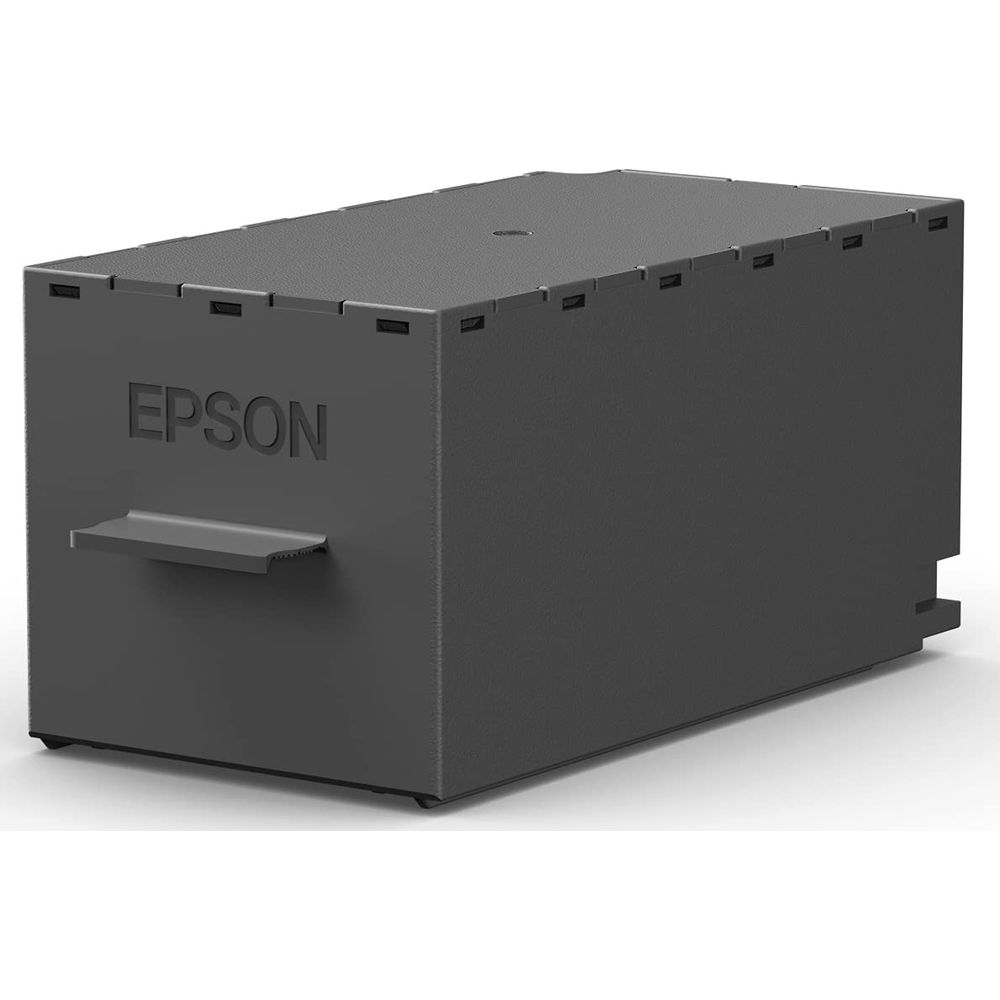 Un réservoir d'encre EPSON noir sur fond blanc.