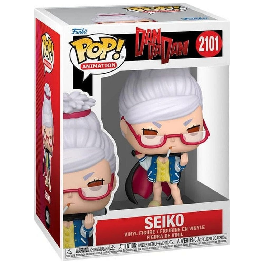 Funko Pop figure of Seiko from Dan Da Dan, smoking a cigarette.