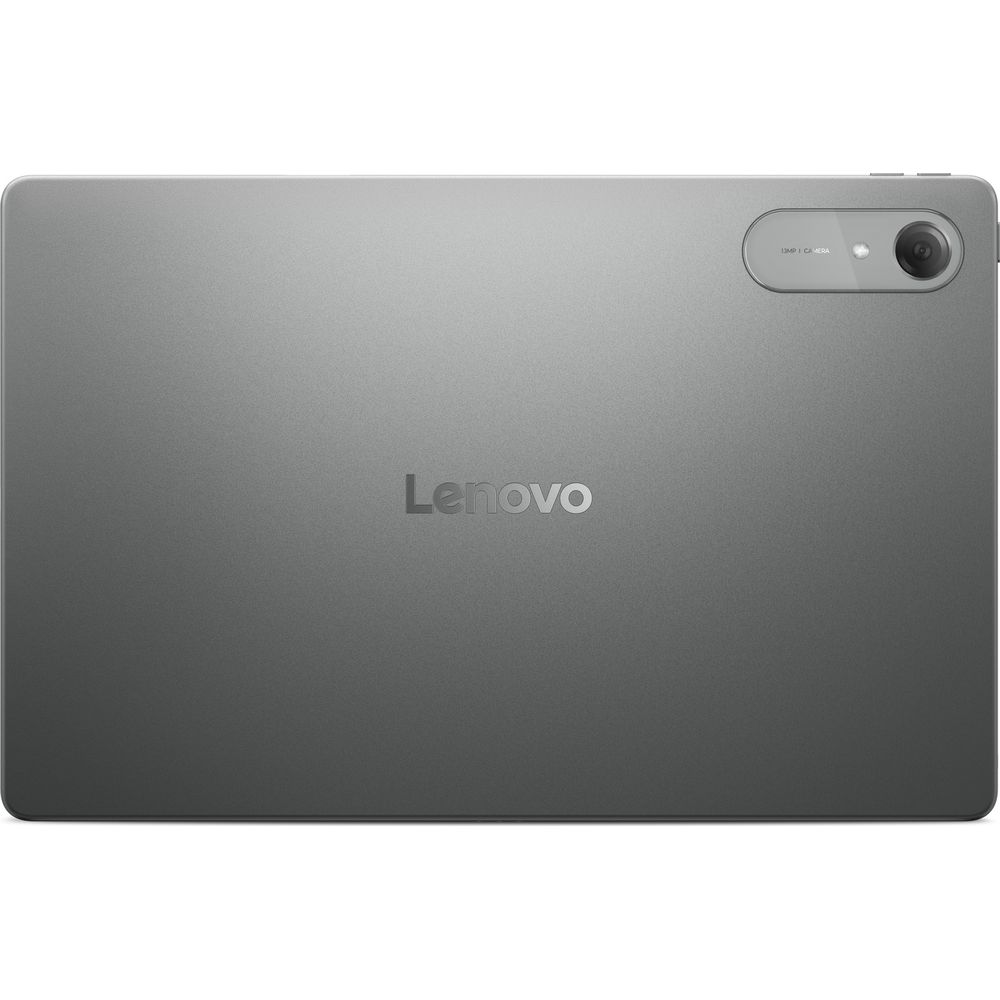 Rückseite eines grauen Lenovo Tablets mit Kameramodul und Lenovo-Logo.