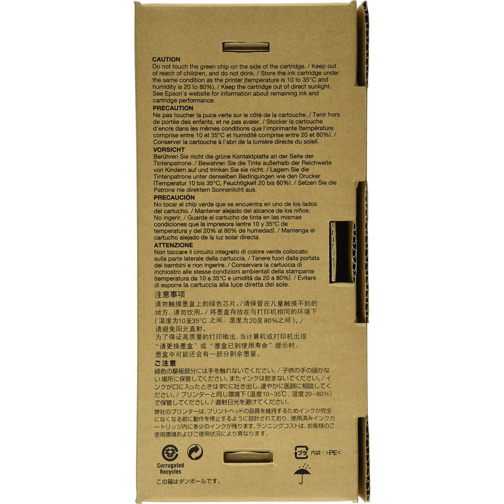 Warnhinweise zum Tintenpatronenhandling und Lagerung. Recycelbare Verpackung.