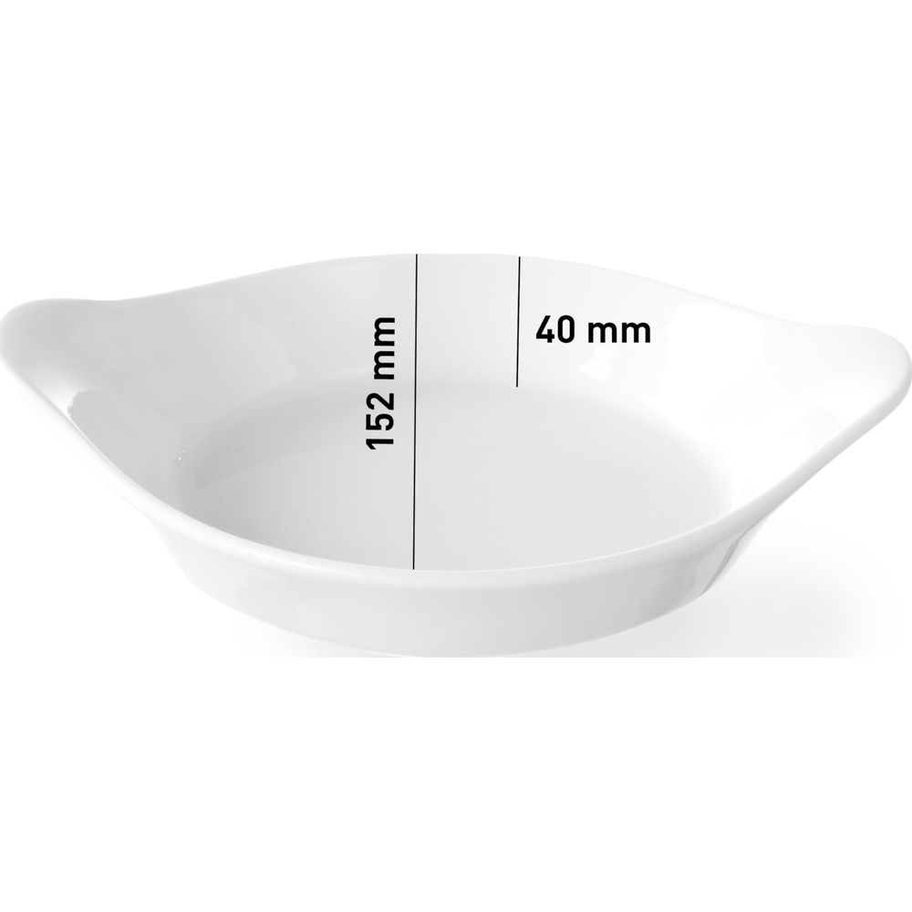 Piatto in ceramica bianca con dimensioni 152 mm e 40 mm.
