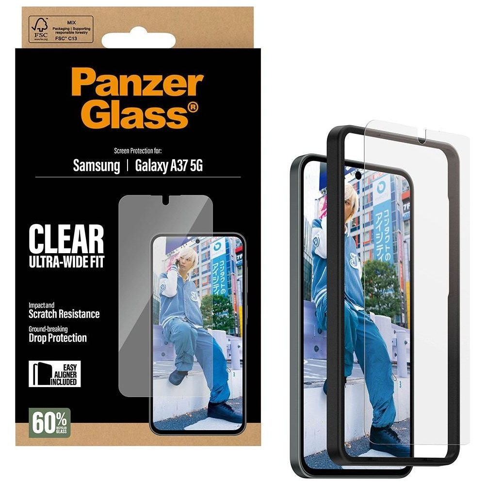 Protecteur d'écran Panzer Glass pour Samsung Galaxy A37 5G. Clair, ultra-large.
