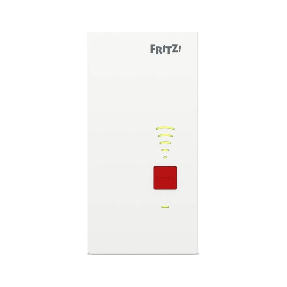Ein weißes Fritz!Box-Gerät mit roten und gelben Lichtern.
