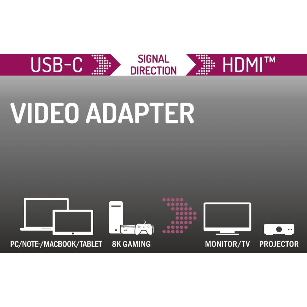 Un adattatore da USB-C a HDMI per PC, tablet, console, monitor e proiettori.