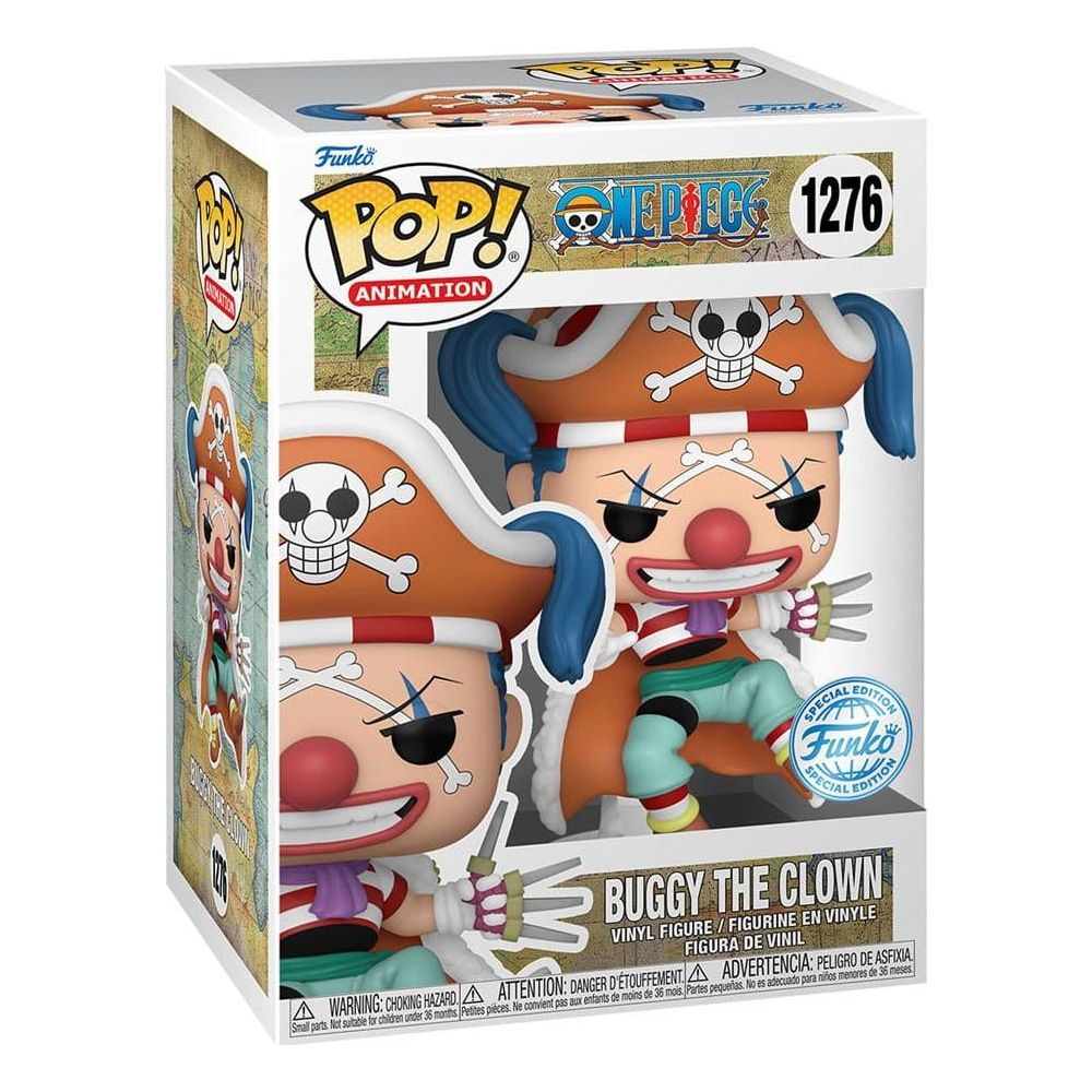 Figurka Funko Pop! Buggy Klovn z One Piece w pirackim kapeluszu.