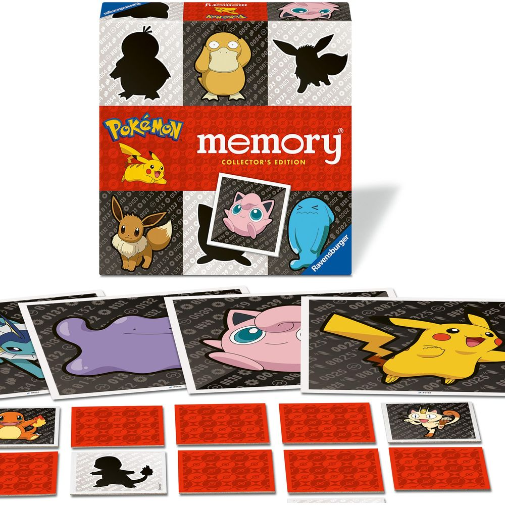 Boîte du jeu de mémoire Pokémon avec diverses cartes et personnages Pokémon.