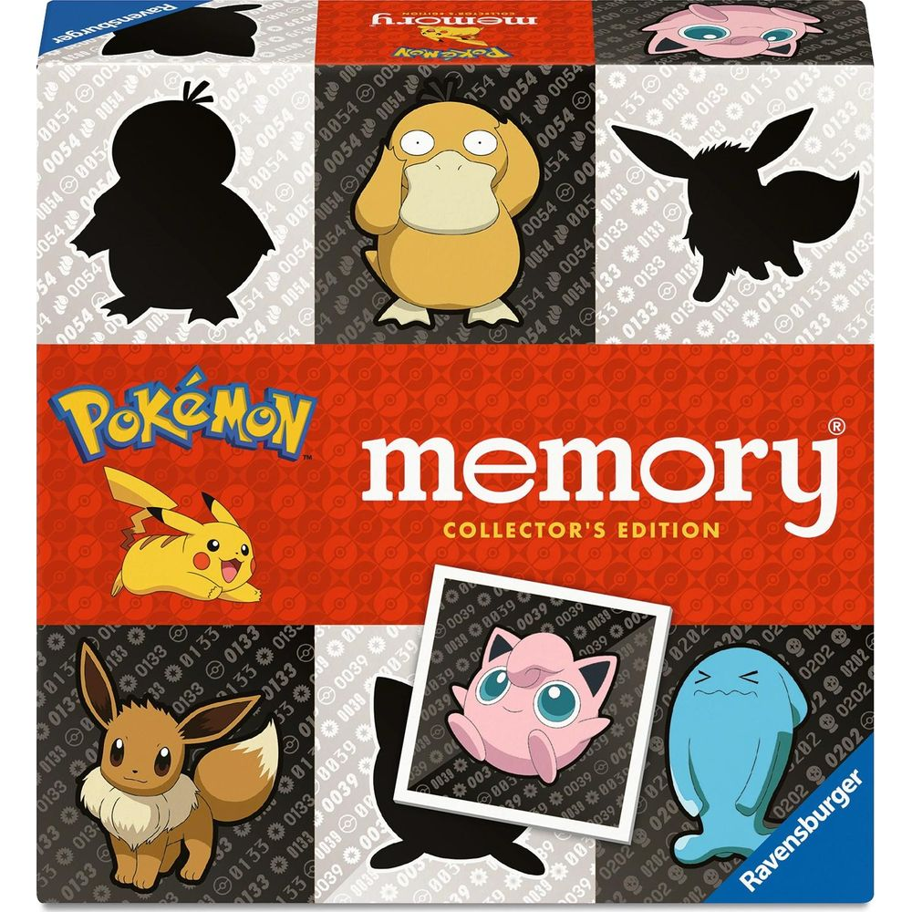 Boîte du jeu Pokemon Memory avec Pikachu, Evoli, Psyduck et Rondoudou.