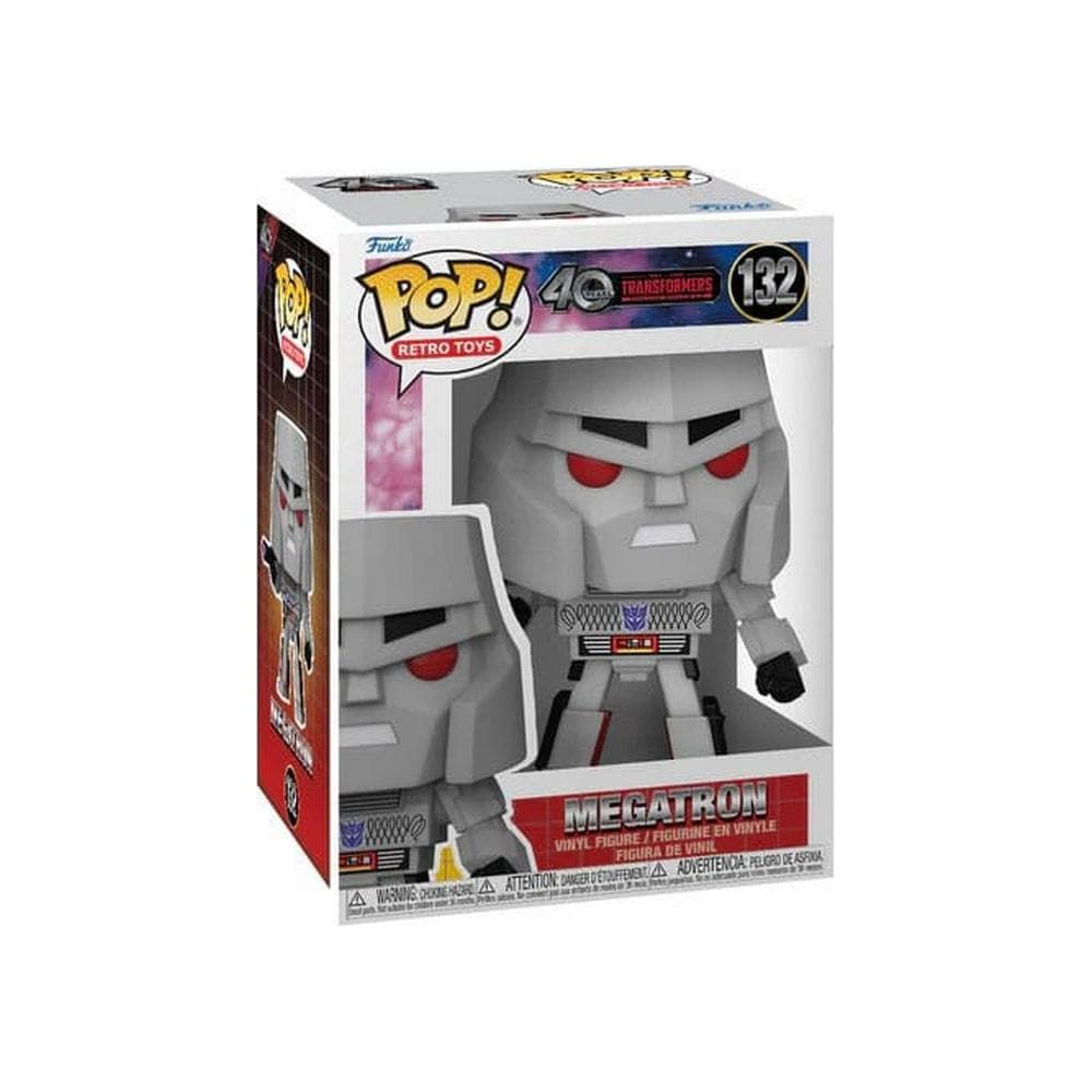 Action figure Funko Pop! Megatron in vinile in scatola con logo Transformers.